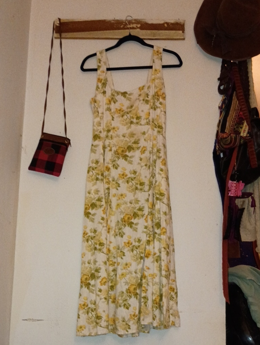 Laura Ashley Cream Maxi Dress with Yellow and Green Floral Print
